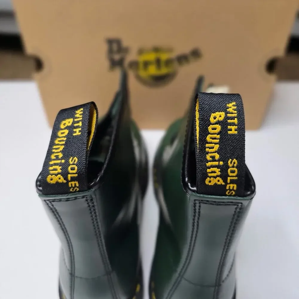 Dr. Martens Green Smooth Leather 8-Eye Lace-Up Ankle Boots